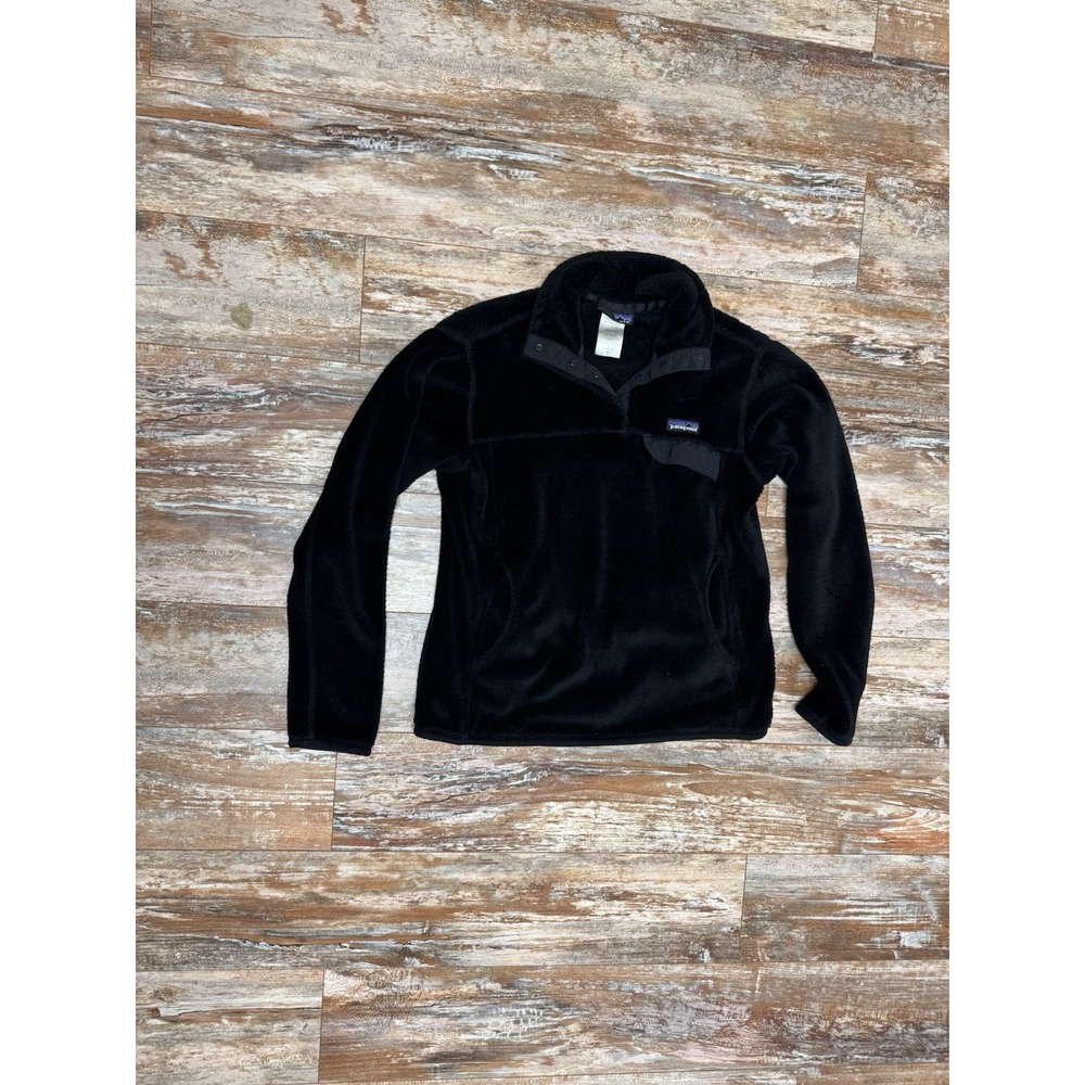 Women's Patagonia Black Snap-T 1/4 Snap Fleece Pullover Size Medium Sweater